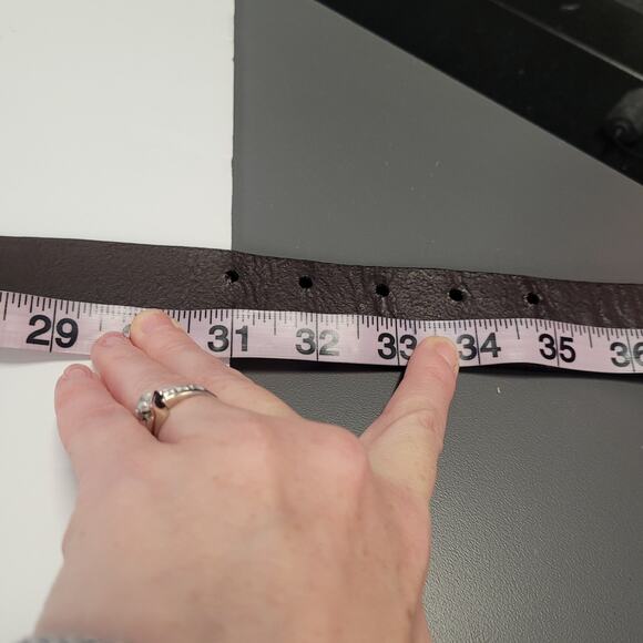 Relic Leather WMS Belt Brown Silver-tone Double Buckle 31" - 35" long Adjustable - Picture 8 of 8